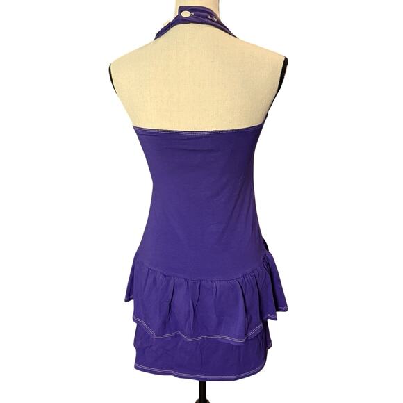 NOS Ketch the Spirit TCU Game Day Dress Womens Purple White Halter Tiered Sz S - Picture 3 of 11
